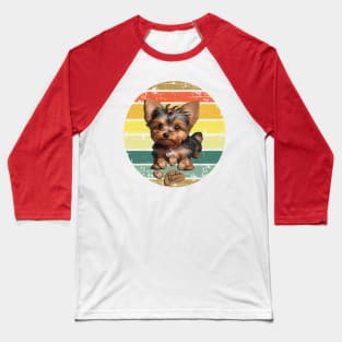 Yorkie Mom Retro Design Cute Yorkshire Terrier Baseball T-Shirt